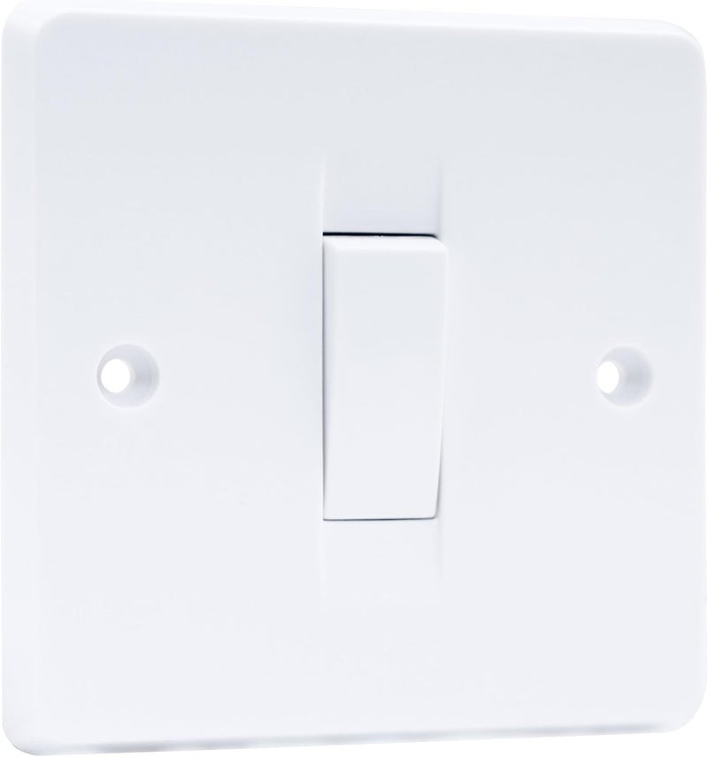 Duravel Single Light Switch Wall Plate, 10AX 250V, White Plastic, Standard Size - Image 1